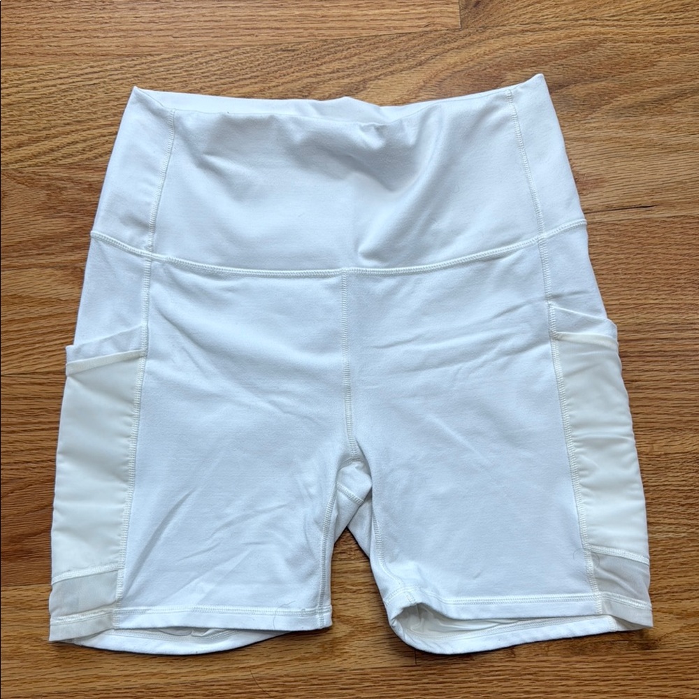 Fabletics White Bike Shorts High-Waisted Performance